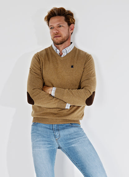 Men's Camel Elbow Pads Sweater