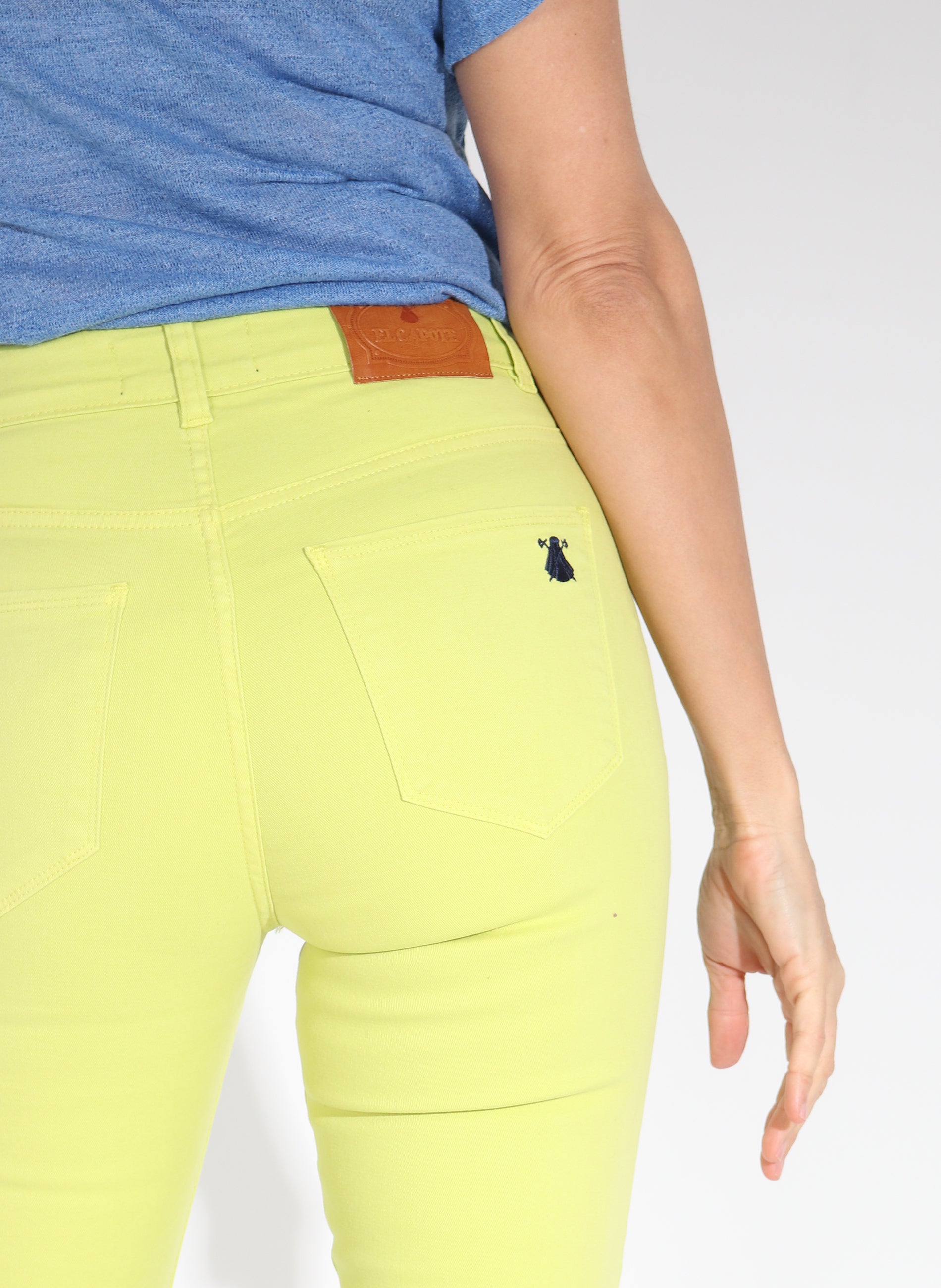 Women's Lime Twill Buttoned Trousers