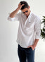 Polera Lino Cuello Mao Blanca Hombre