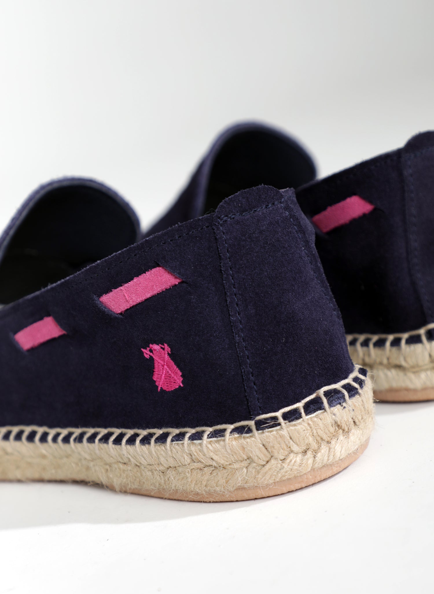 Espadrilles Man Navy Blue Embroidered Pink Cape 