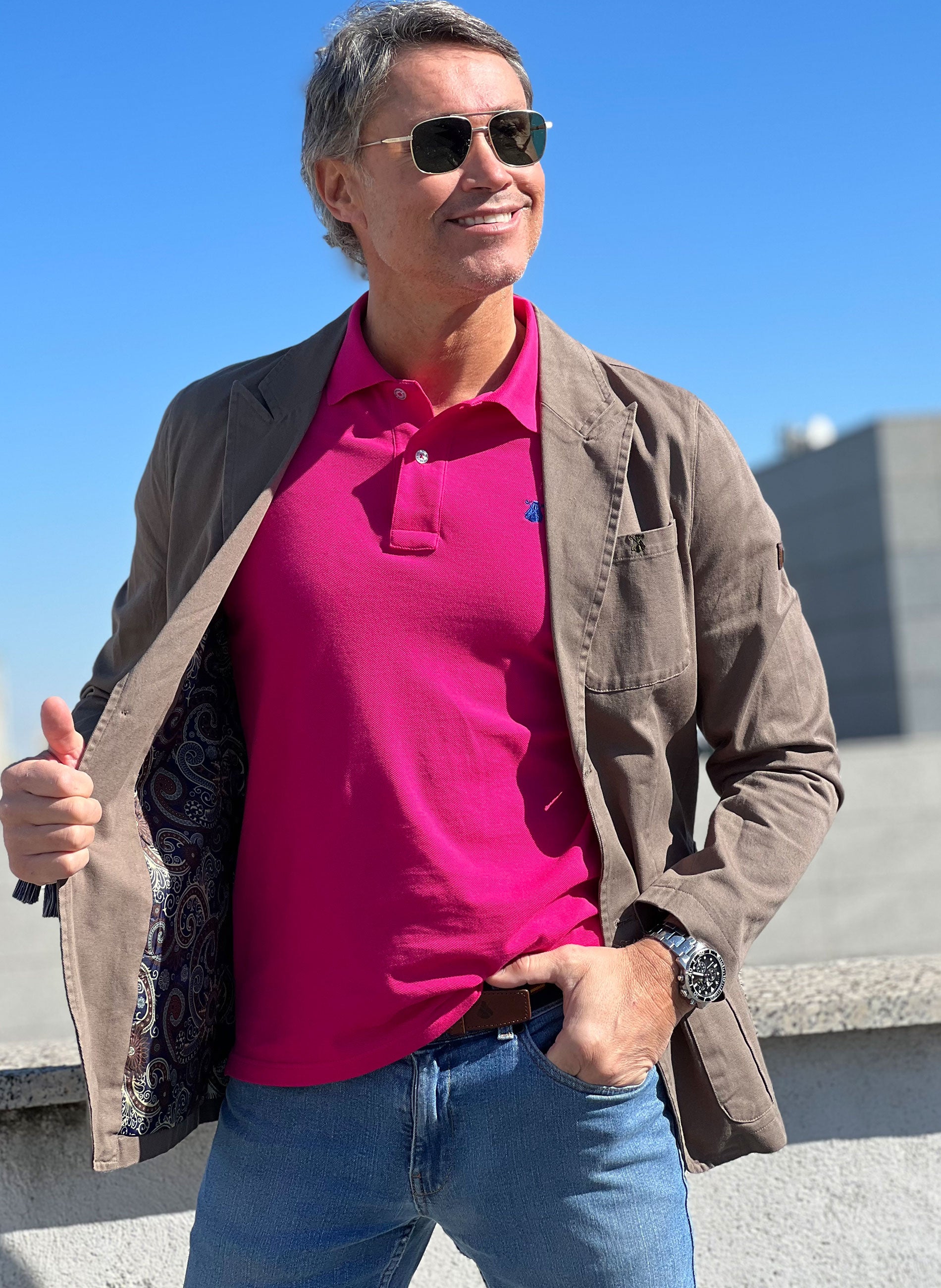 Khaki Cotton Men's Blazer