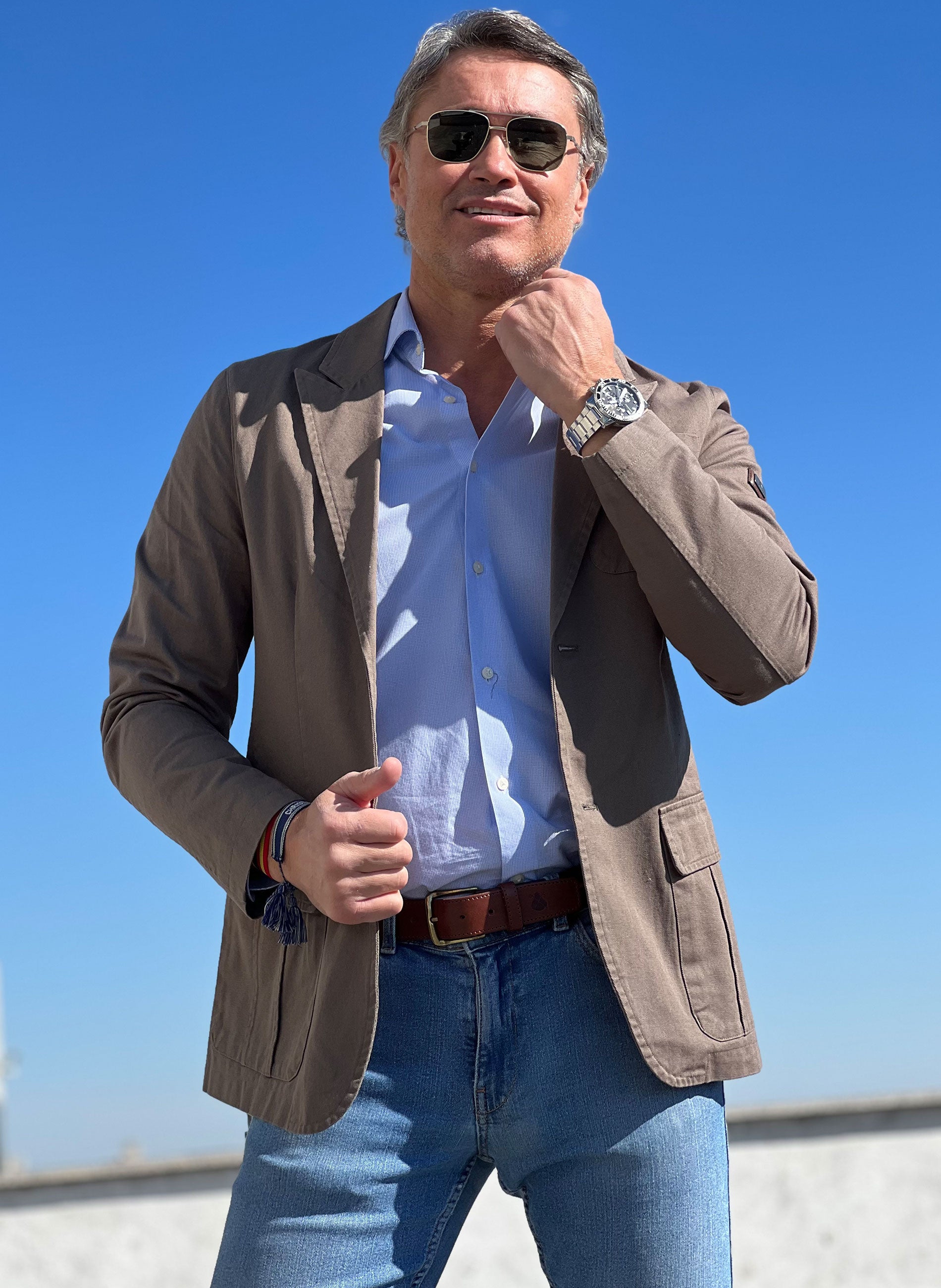 Khaki Cotton Men's Blazer