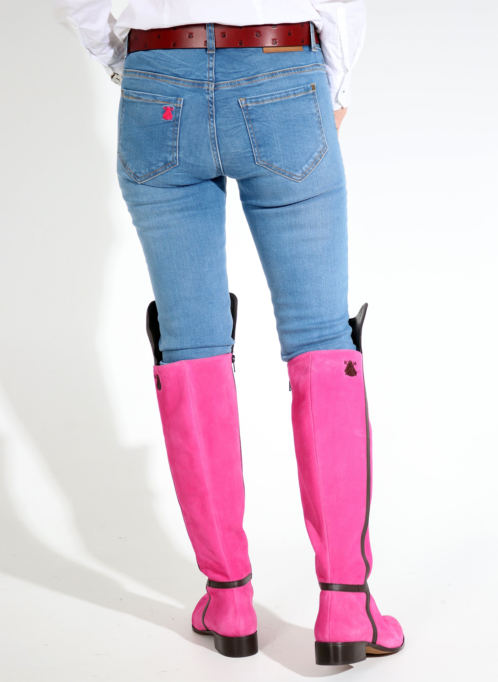Flat Pink Woman Over-the-knee Boot