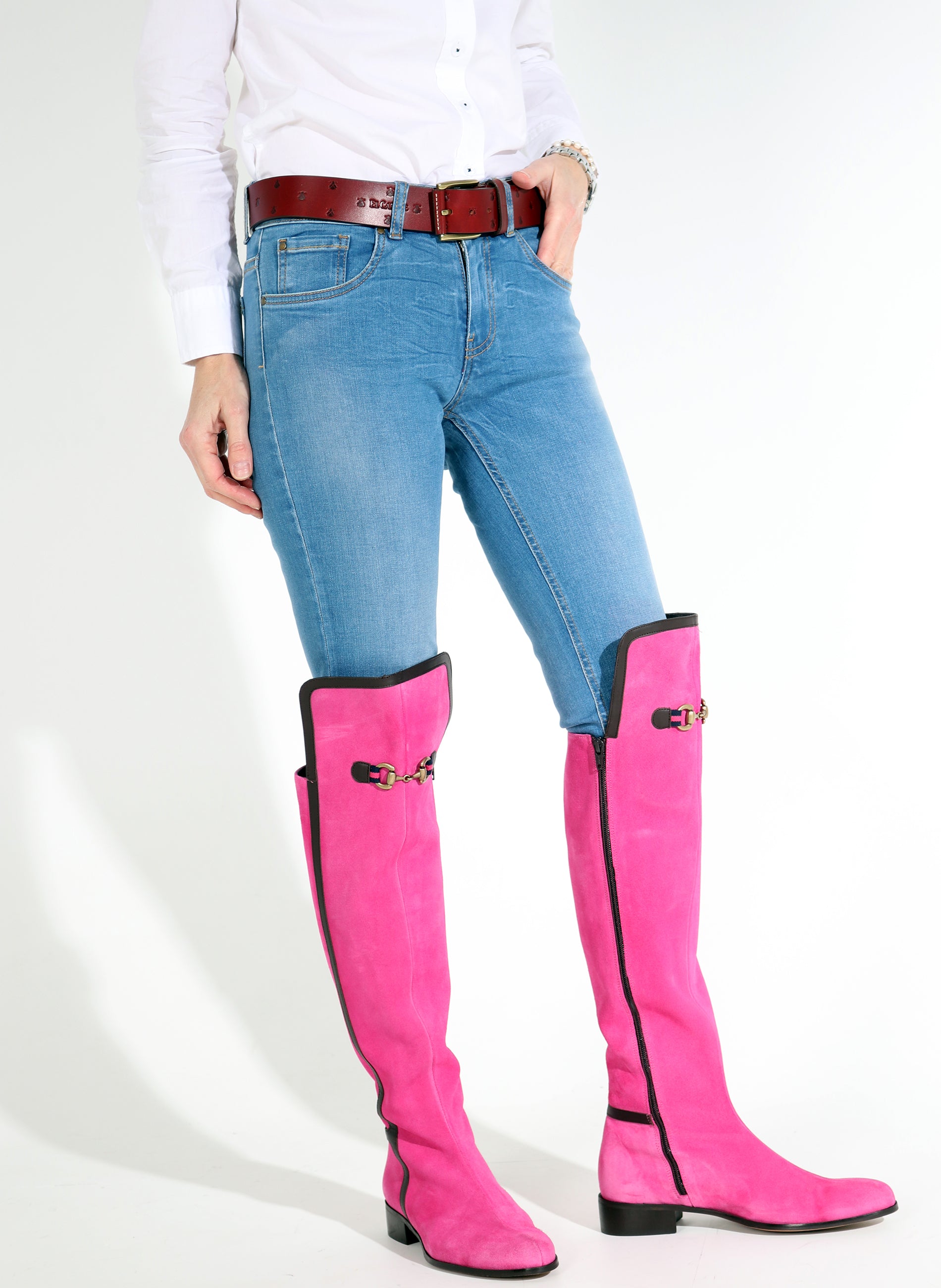 Flat Pink Woman Over-the-knee Boot