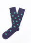 Navy Blue Sock with Green Logos 