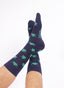 Navy Blue Sock with Green Logos 