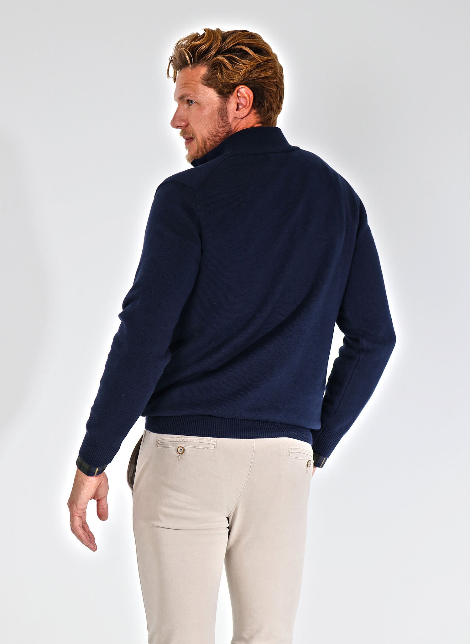 Men's Navy Blue Zipper Sweater