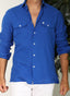 Camisa Hombre Azul Añil Dos Bolsillos