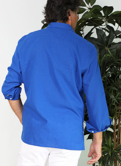 Indigo Blue Man Shirt Two Pockets