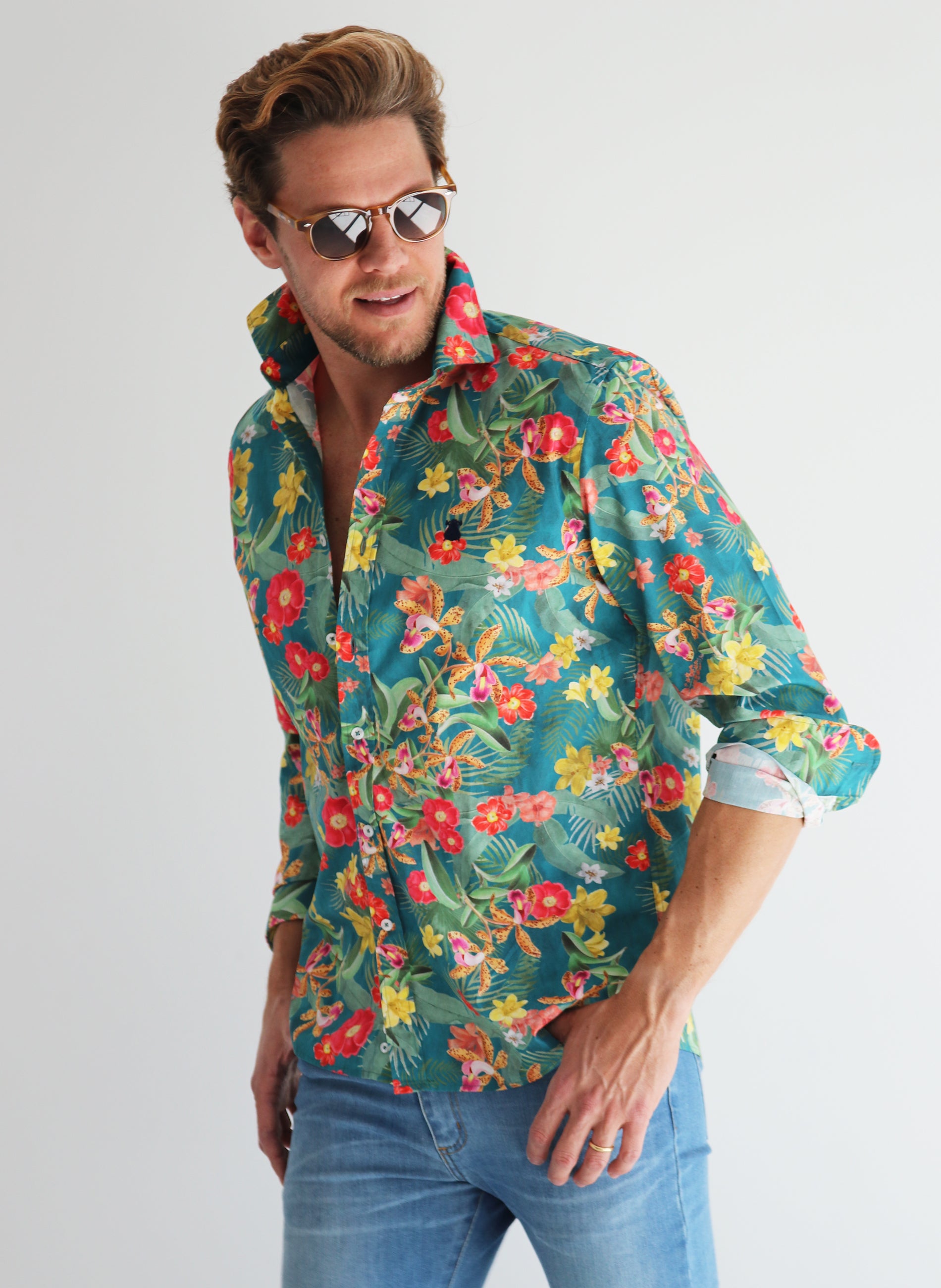 Camisas flores hombre on sale