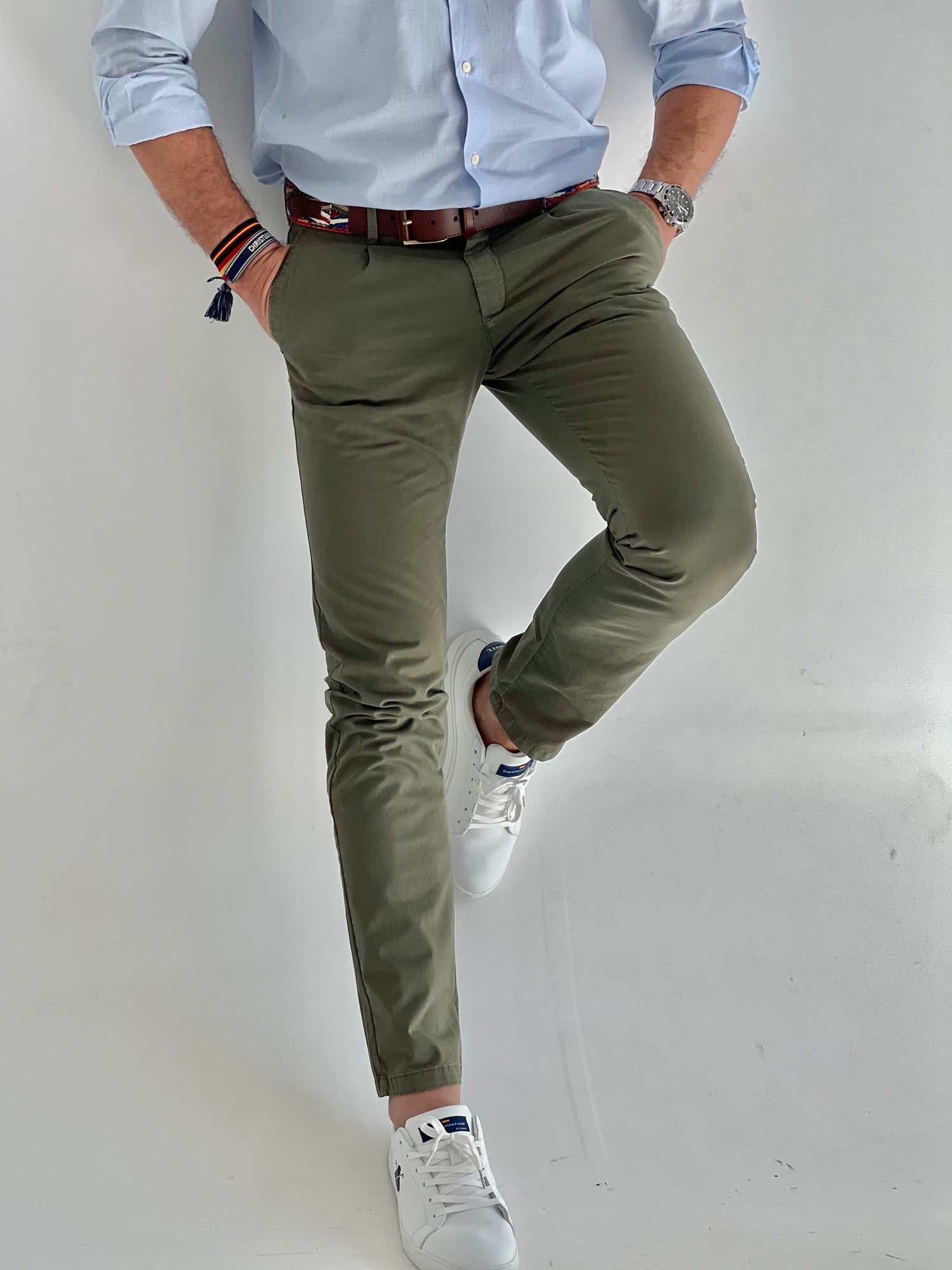 Pantalon chino discount homme kaki