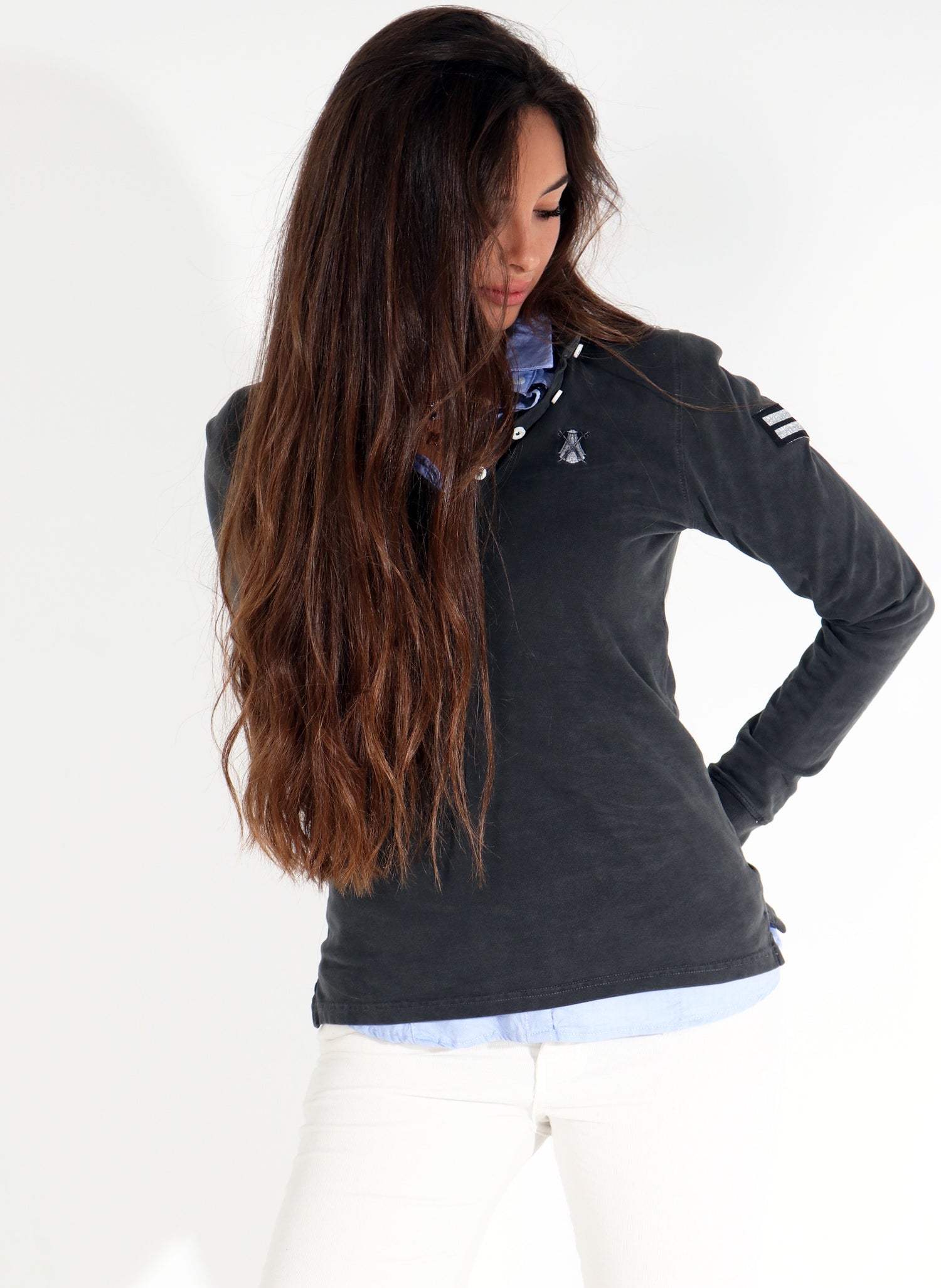 Polo Rugby Gris Oscuro Mujer
