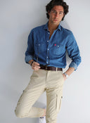 Pantalón Hombre Cargo Beige Fino