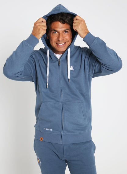 Classic Hooded Sweatshirt with Zip Lavender Blue for Men