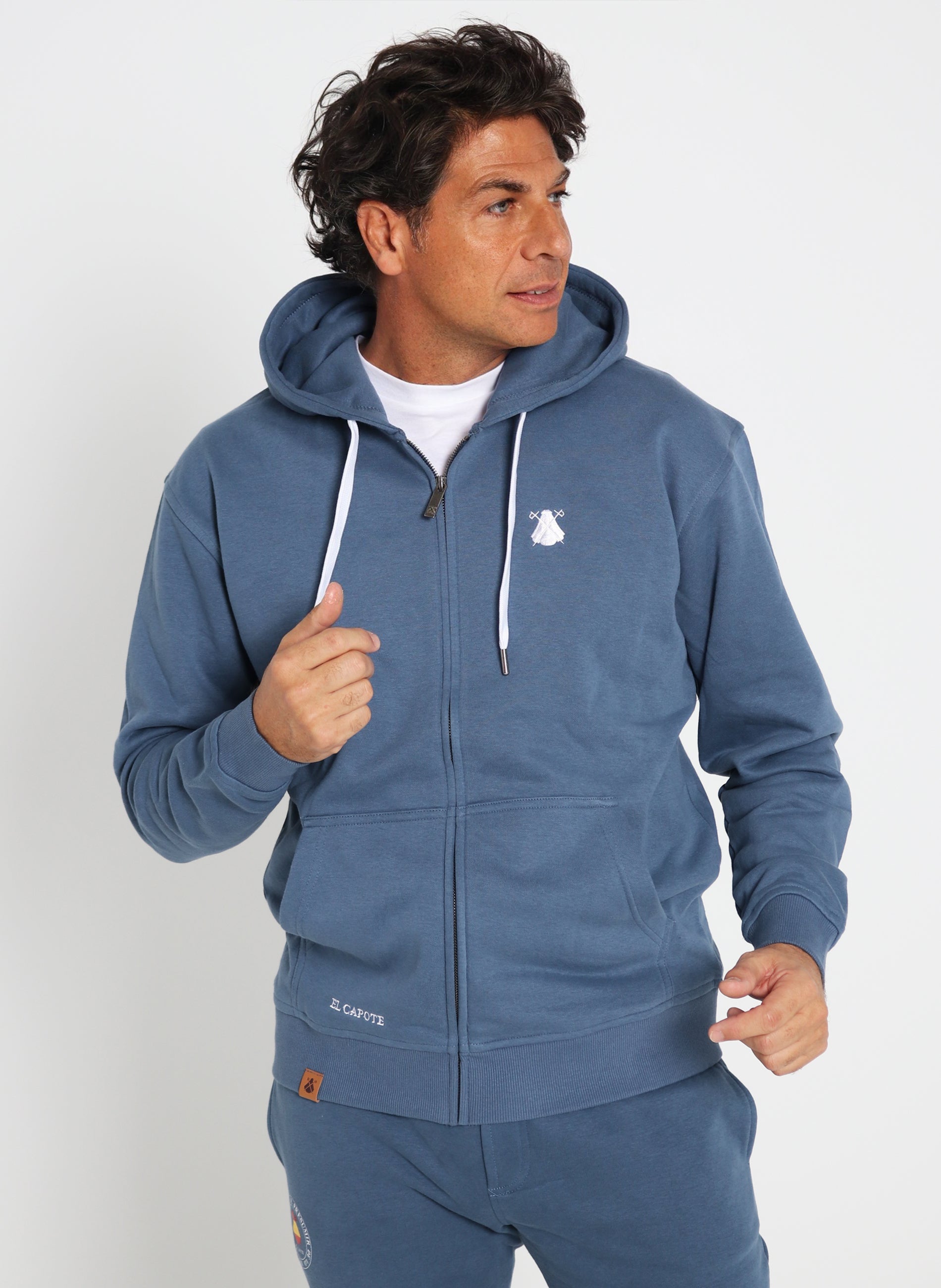 Classic Hooded Sweatshirt with Zip Lavender Blue for Men