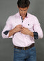 Camisa Hombre Rosa Palo Oxford Lunares