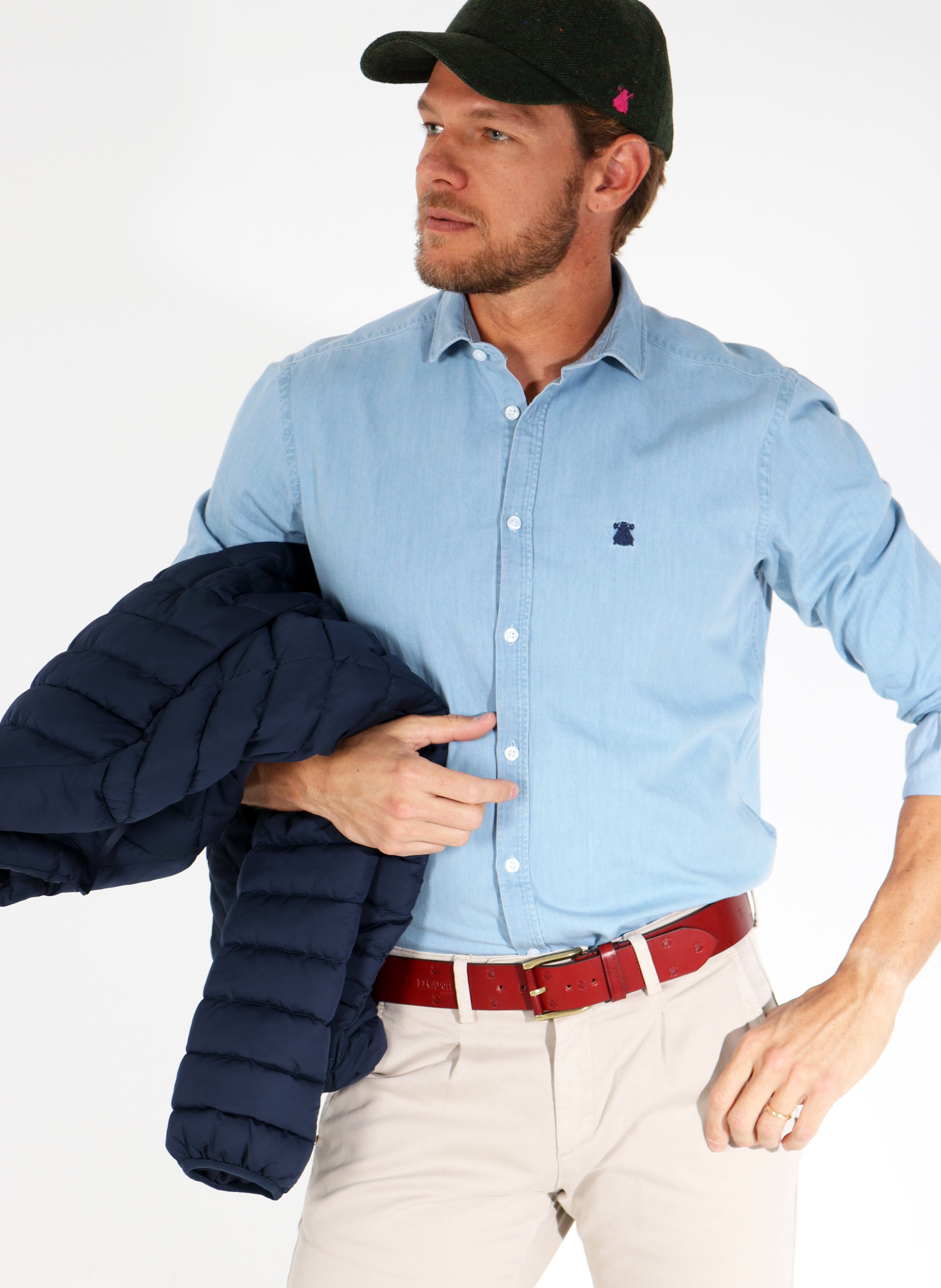 Chemise en jean bleu clair pour homme