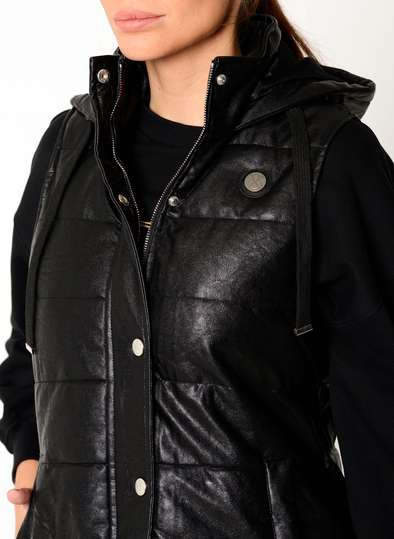 Black Women's Feather Vest Coat