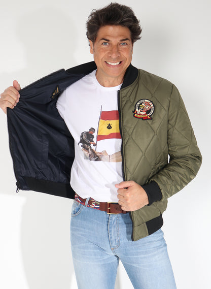 Wendbarer Patch-Bomber für Herren in Marineblau und Khaki