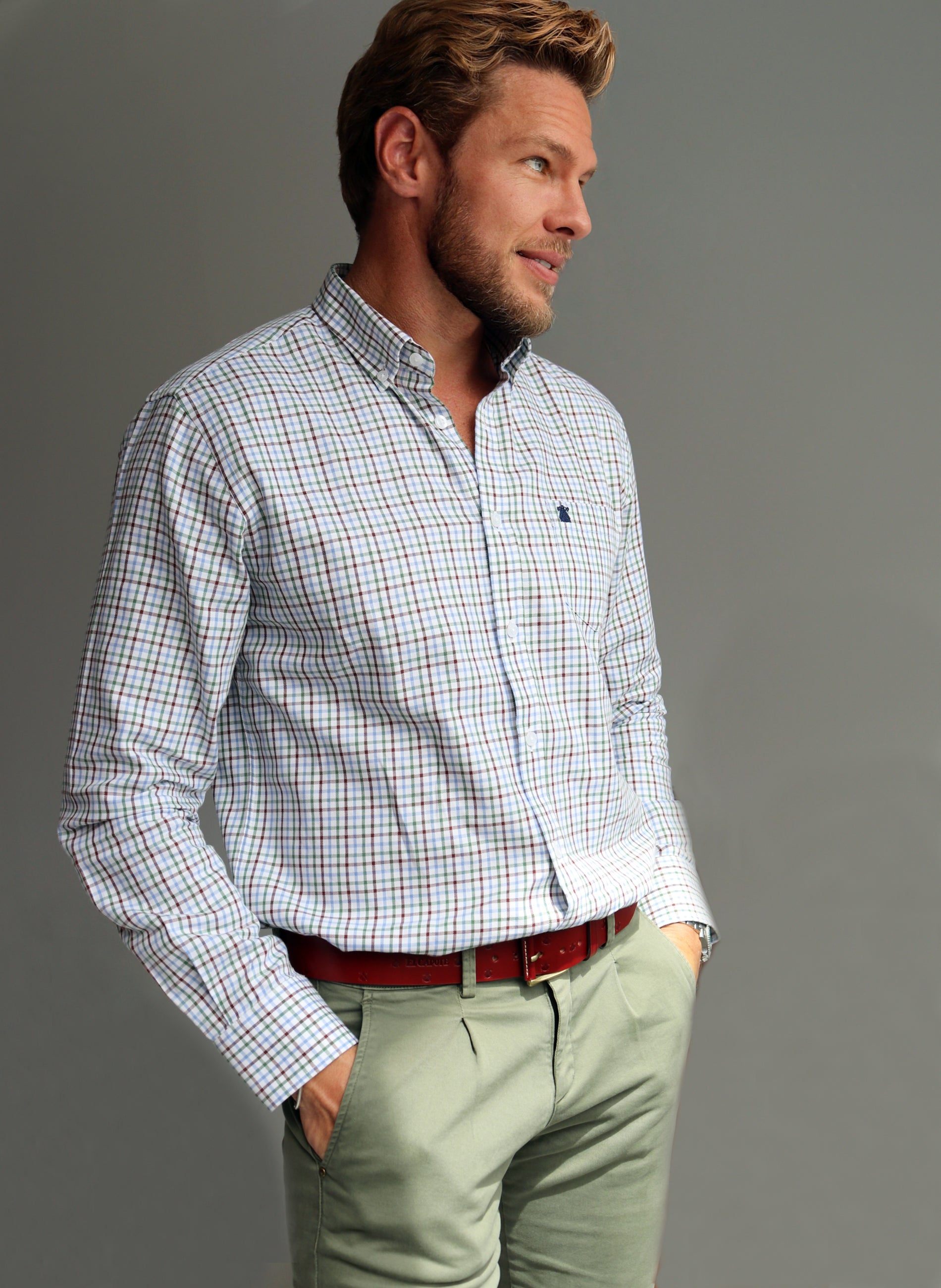 Men's Button-Down Collar Field Check Pocket Shirt