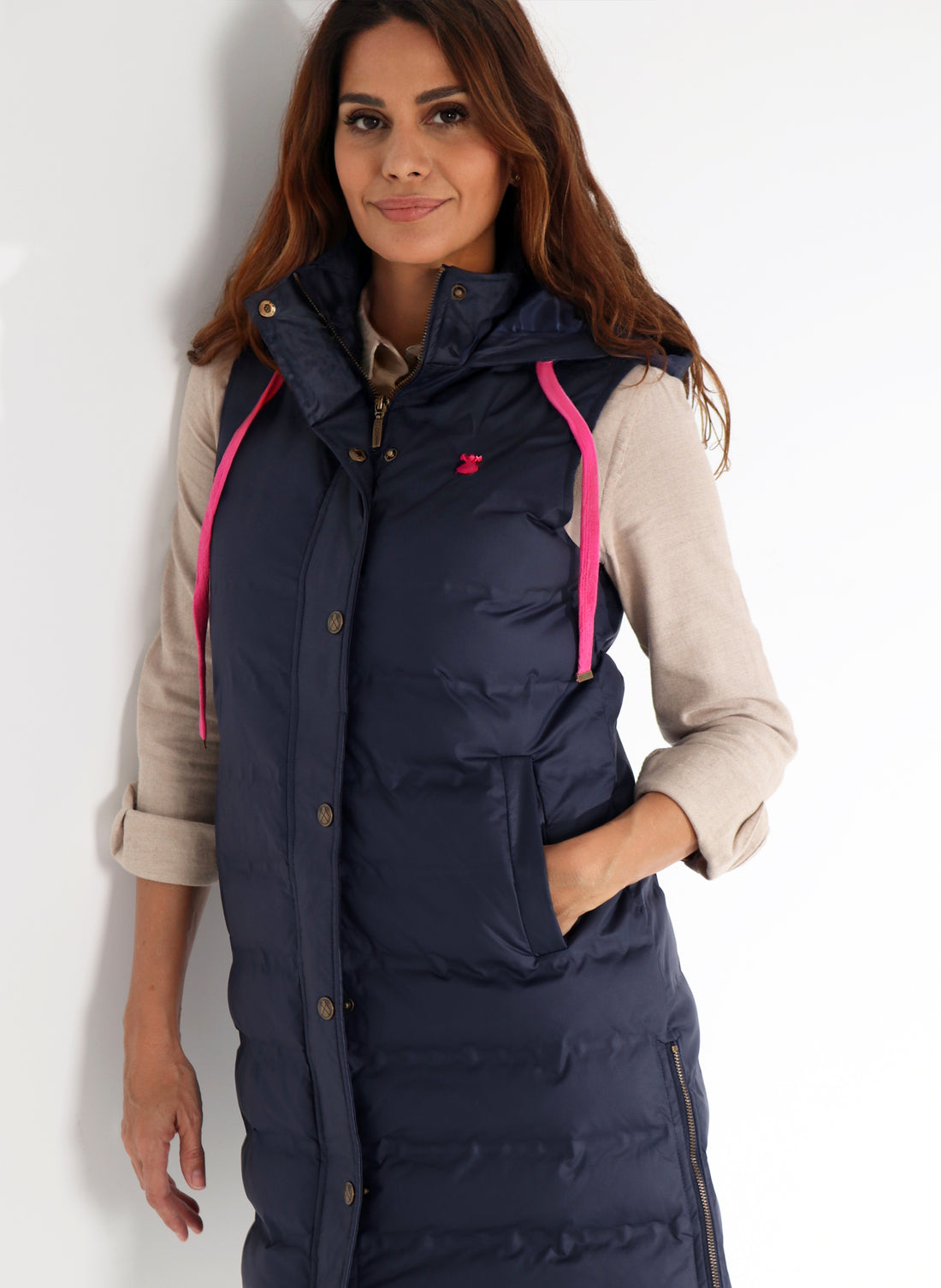 Abrigo Chaleco Plumas Mujer Azul