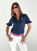 Polo Femme Bleu Electrique Pois