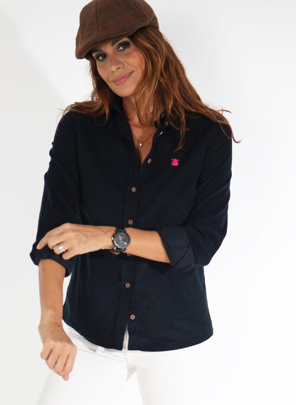 Blue Micro Corduroy Woman Shirt