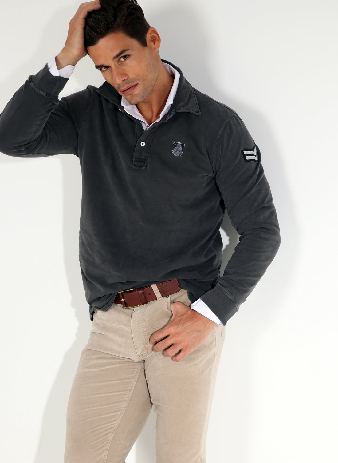 Men's Gray Rugby Polo