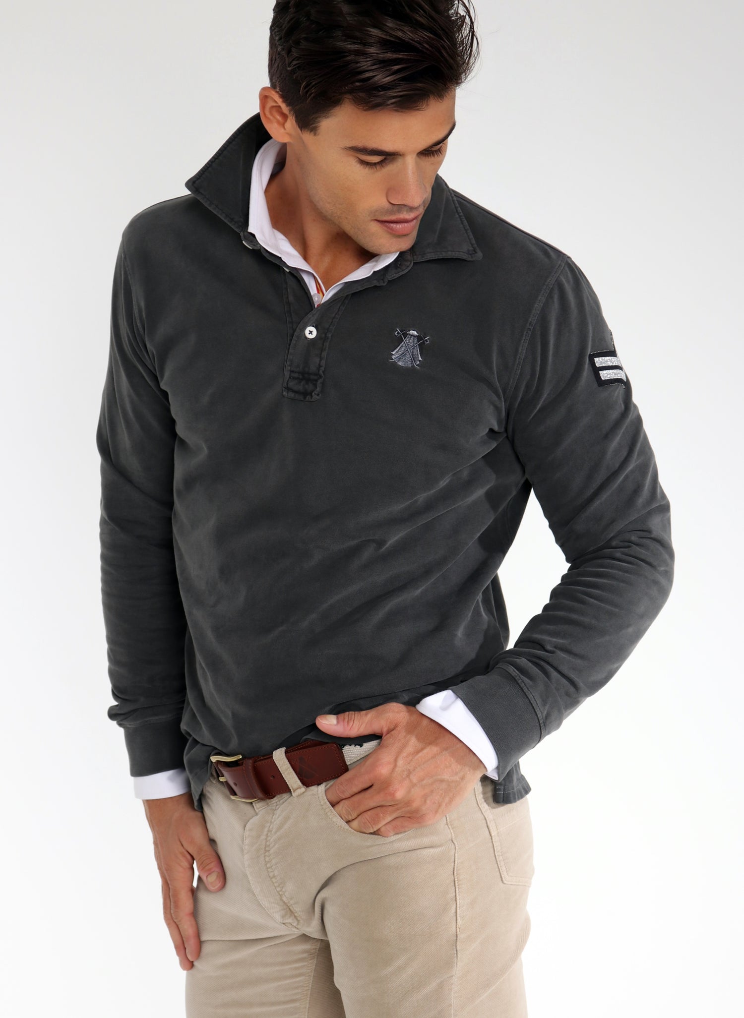 Polo Rugby Gris Hombre