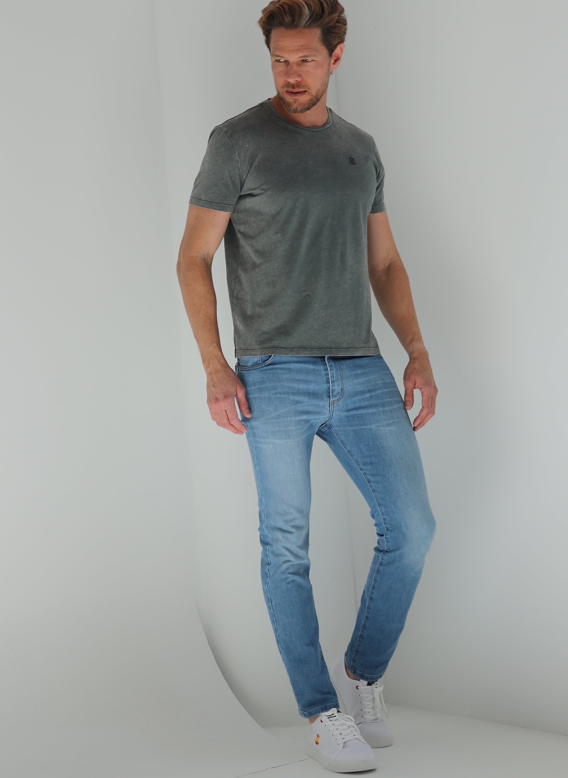 T-shirt Homme Garment Dye Gris