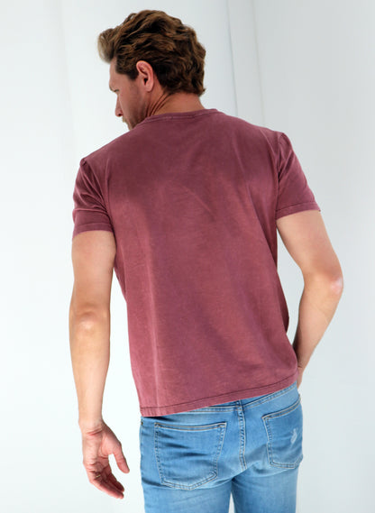 Men's Garment Dye Bordeaux T-shirt