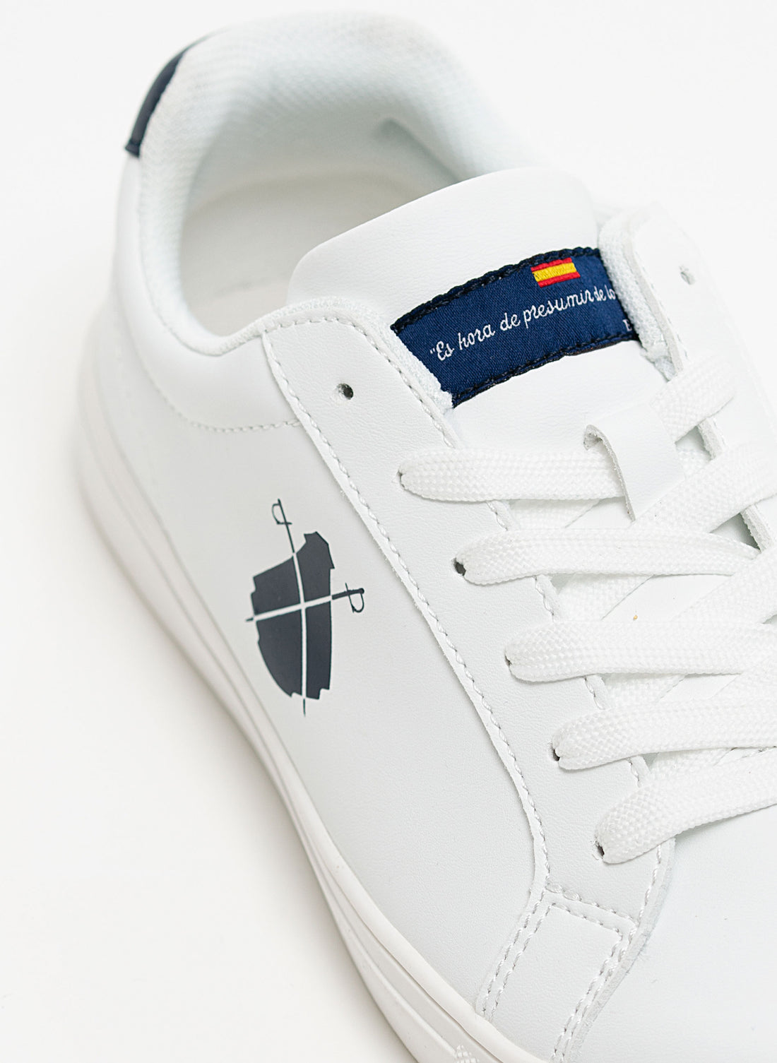 White Sneaker Logo Navy Blue Man